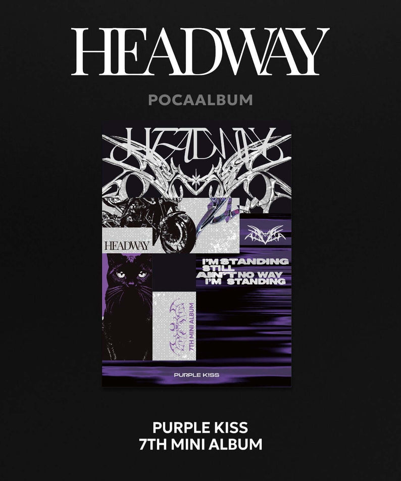 PURPLE KISS - 7th Album [HEADWAY] (POCAALBUM) : couverture Kpop violette HEADWAY, PURPLE KISS, visuel promo.