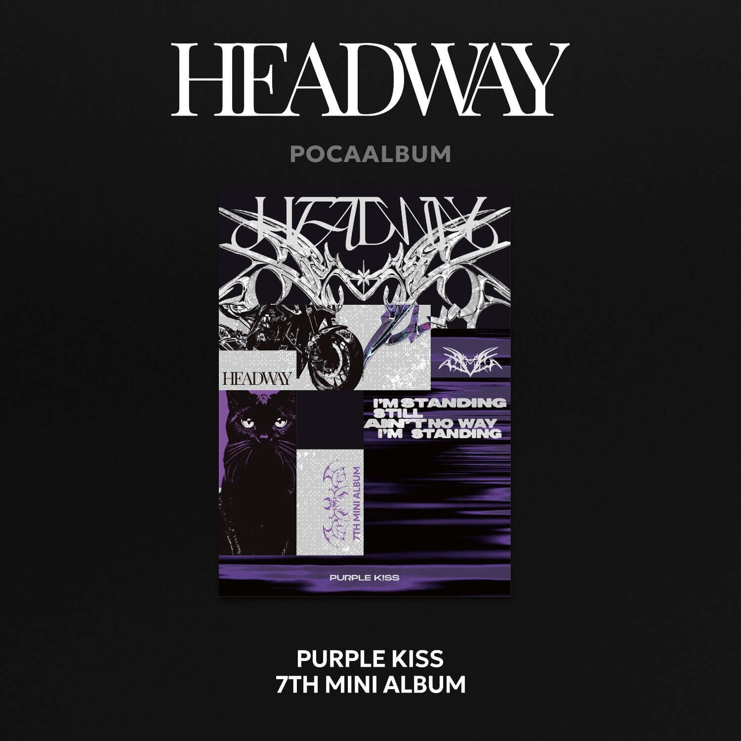PURPLE KISS - 7th Album [HEADWAY] (POCAALBUM) : couverture Kpop violette HEADWAY, PURPLE KISS, visuel promo.