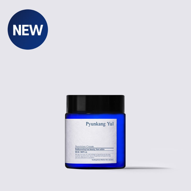 PYUNGKANG YUL Nutrition Cream 50ml, pot crème sur fond clair, marque Pyunkang Yul, visuel promo NEW