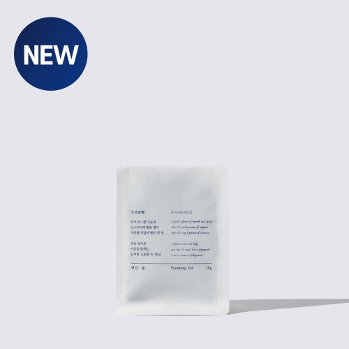 PYUNGKANG YUL Tea House Hyangseol 30g de la marque Pyungkang Yul, sachet de thé posé sur fond clair.