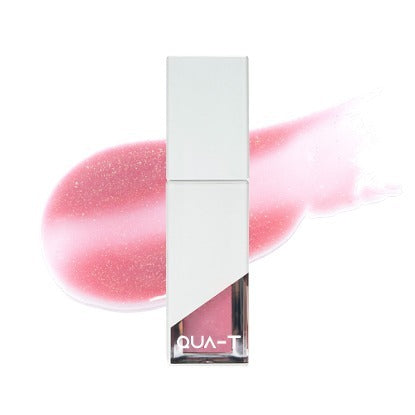 QUA-T The Glass Tattoo Tint Pearl Edition, flacon maquillage marque QUA-T sur fond clair, effet nacré rose