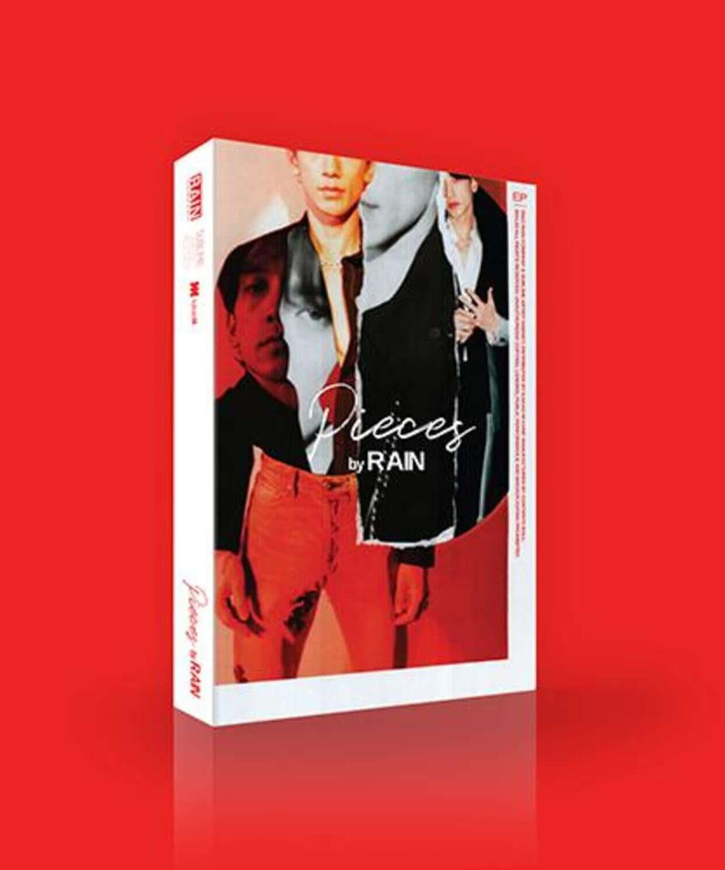 RAIN - [PIECES by RAIN] - Album Kpop : pochette avec RAIN en duo, fond rouge, style urban et pop coréenne.
