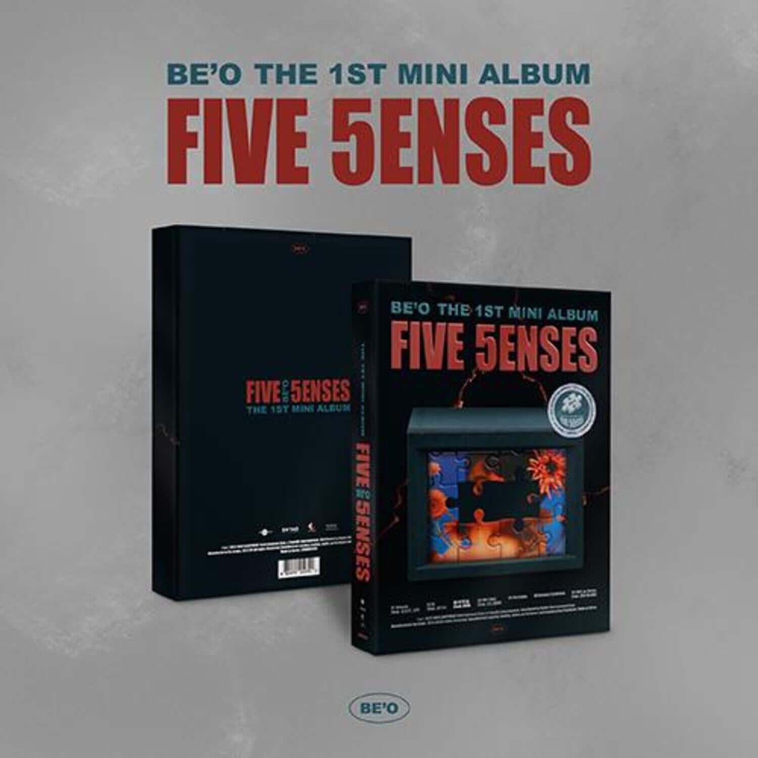RAIN - The 1st Mini Album [FIVE SENSES] (FIVE SENSES VER.) - Album Kpop, packshot sur fond gris, couverture BE’O