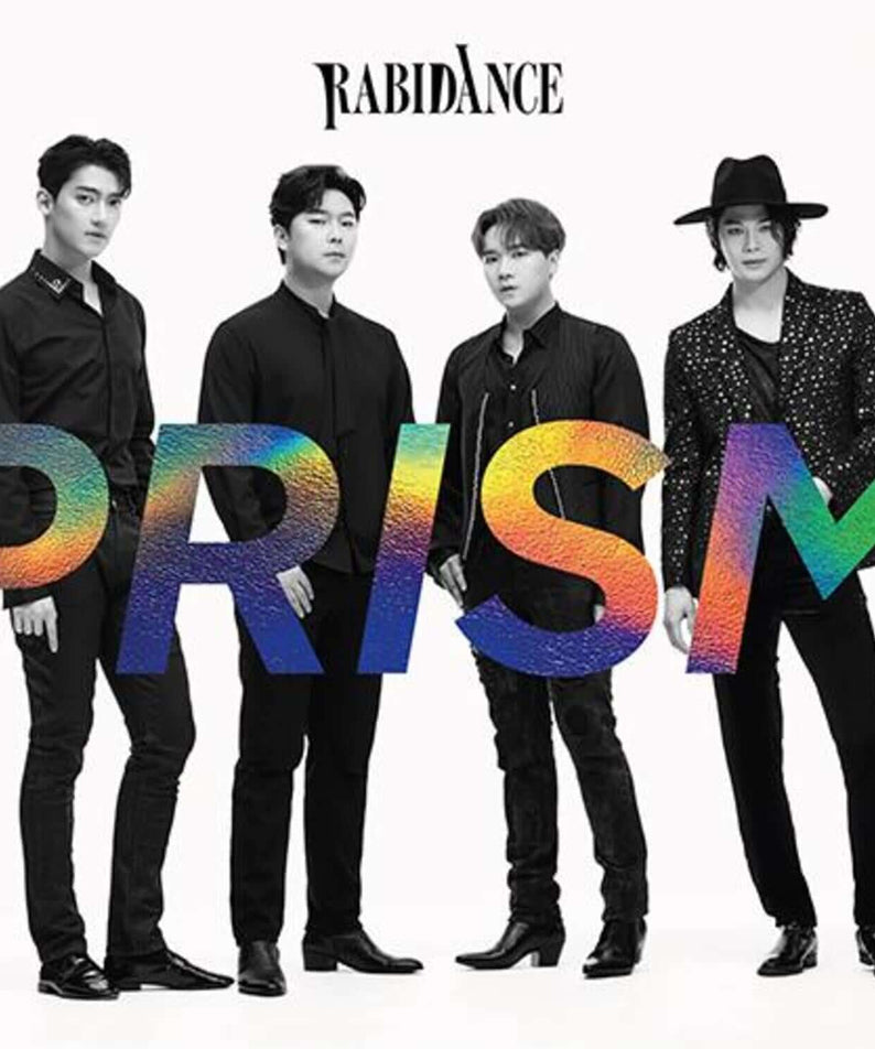 RAVI - 1st Album - Album Kpop, pochette RABIDANCE avec RAVI et l’équipe, visuel noir et typographie colorée