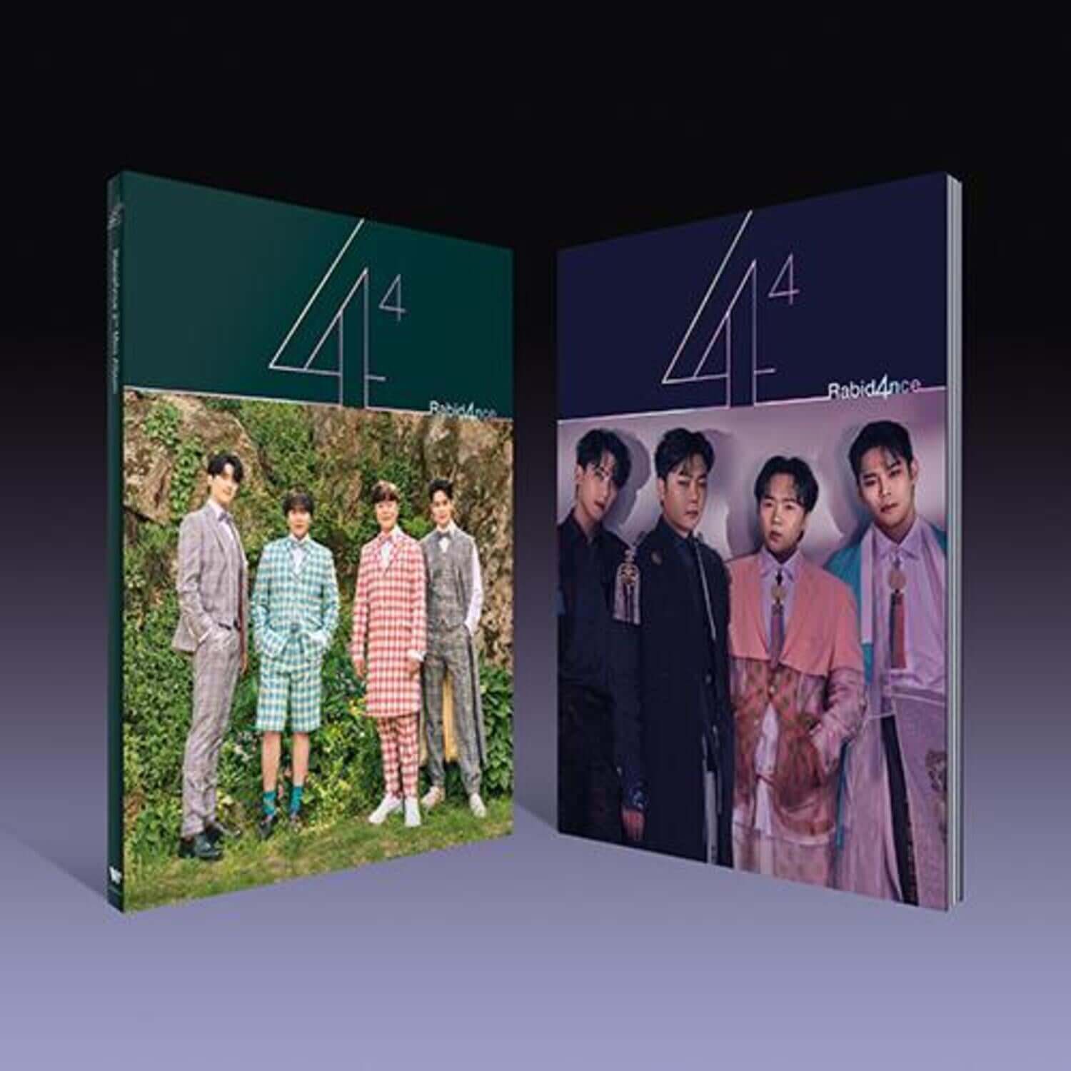 RAVI - [The fourth power of four - 4⁴] (SET Ver.) - Album Kpop : coffret avec jaquettes vert et bleu, photos du groupe.