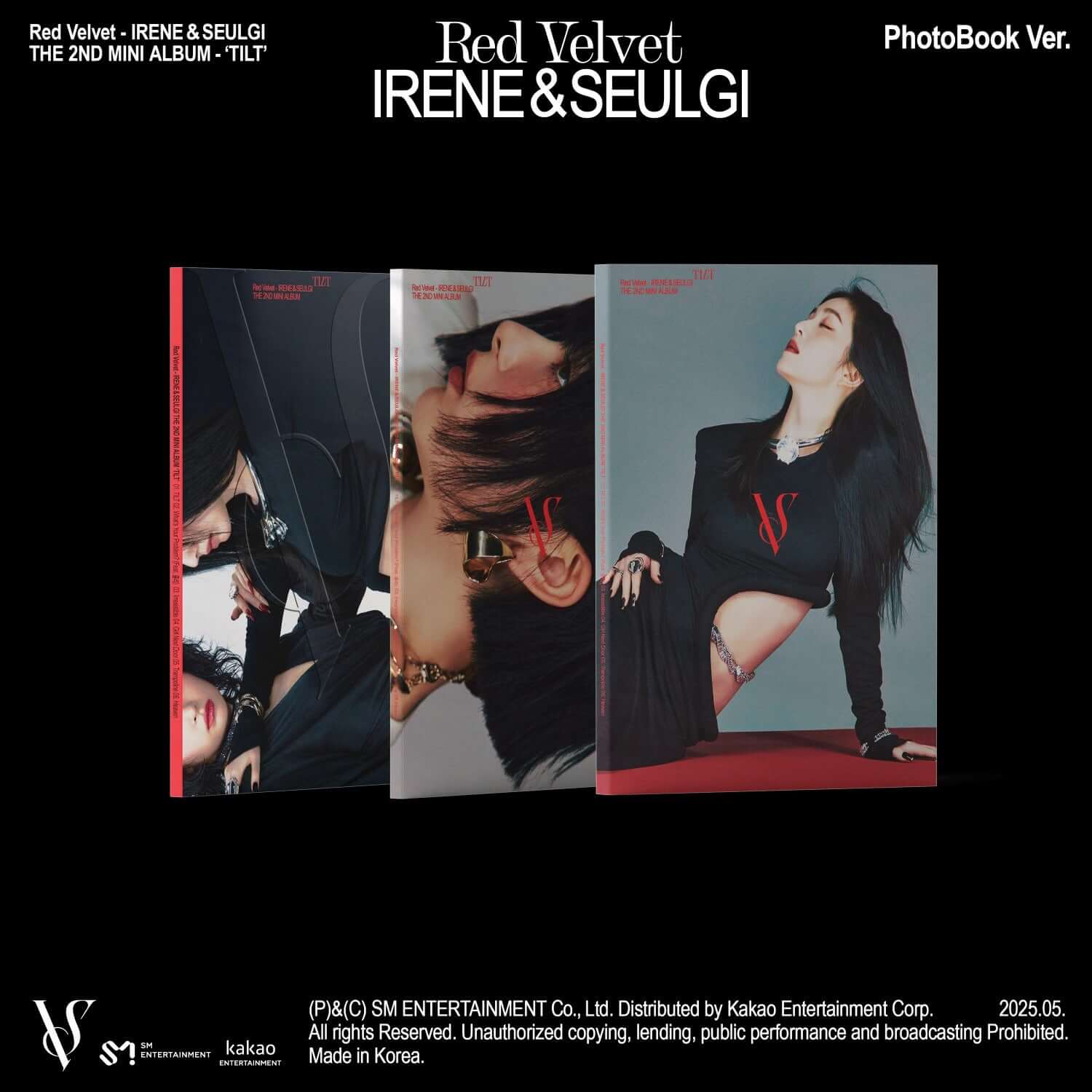 RED VELVET - 2nd Album [TILT] (Photo Book Ver.) (Random 1 of 3) - Album Kpop, photo livre, couverture noire & rouge, style IRÉNE & SEULGI