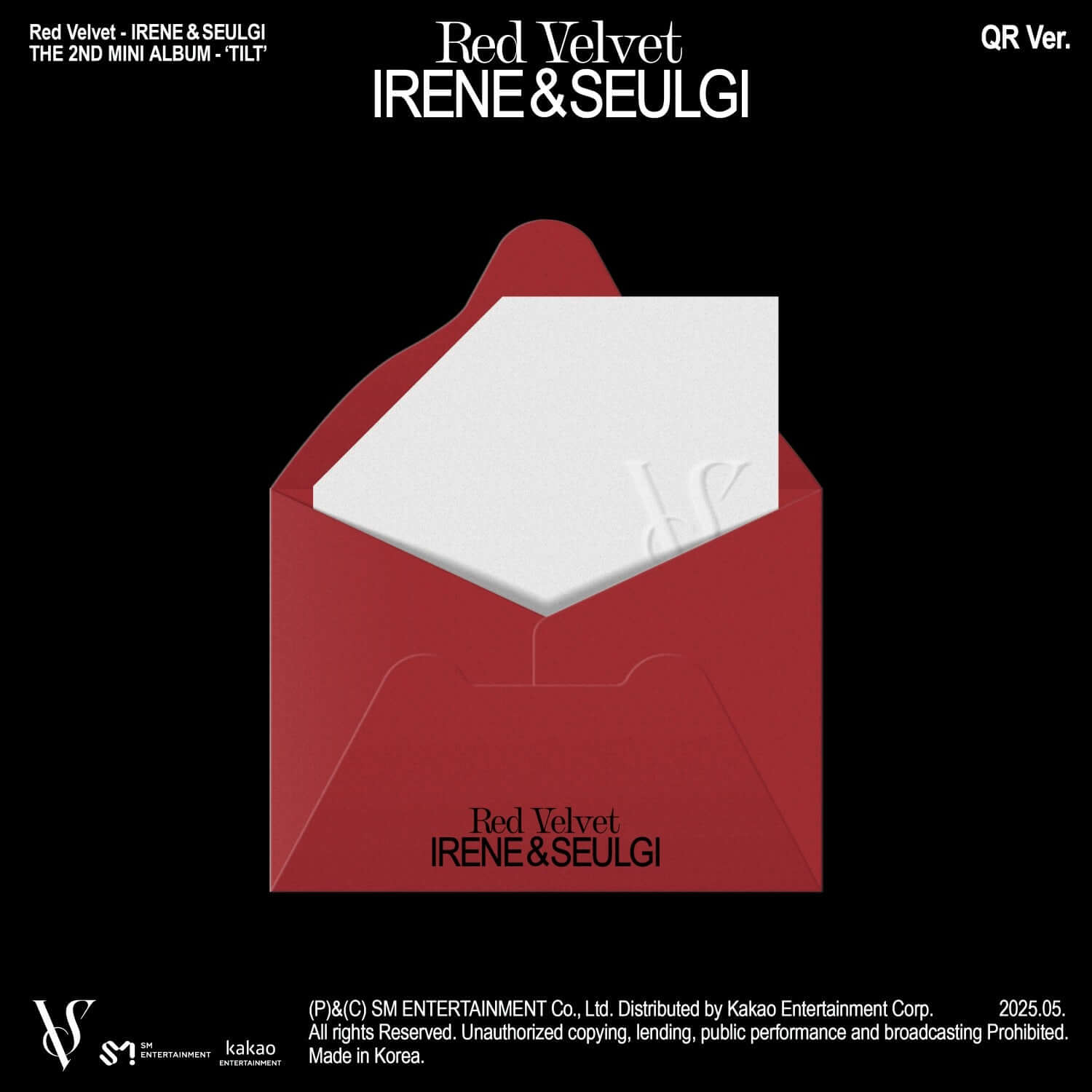 RED VELVET - 2nd Album [TILT] (QR Ver.) (Smart Album) - Album Kpop, pochette rouge “IRENE&SEULGI” avec enveloppe QR