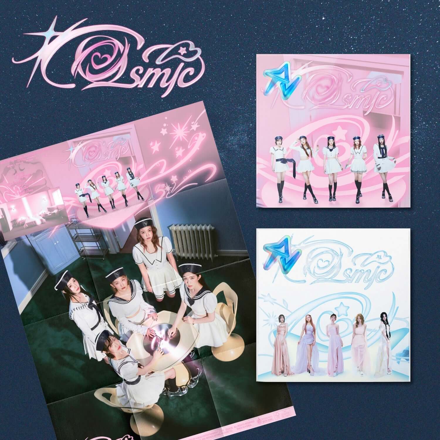 RED VELVET - [Cosmic] (Poster Ver.)(Random) - Album Kpop, affiche rose et bleue avec groupe, style cosmique, packaging