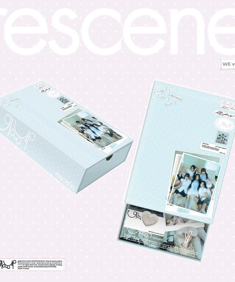 RESCENE - 2nd MINI ALBUM [Glow Up] (WE VER.) - Album Kpop : pack bleu, livret et photos sur fond pastel
