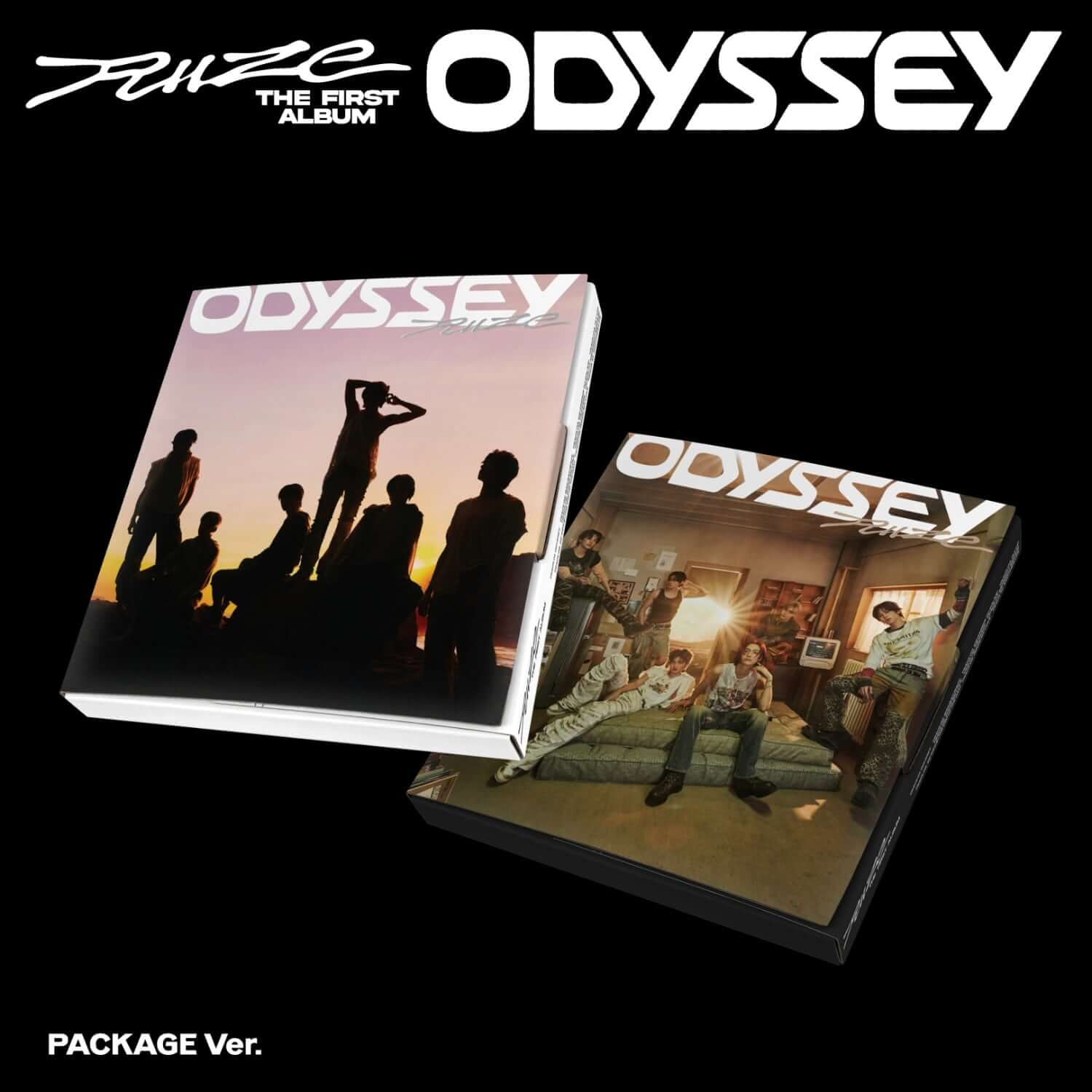 RIIZE - 1st Album [ODYSSEY] (PACKAGE Ver.) (Random) - Album Kpop, coffret photo sur fond noir, visuel du disque