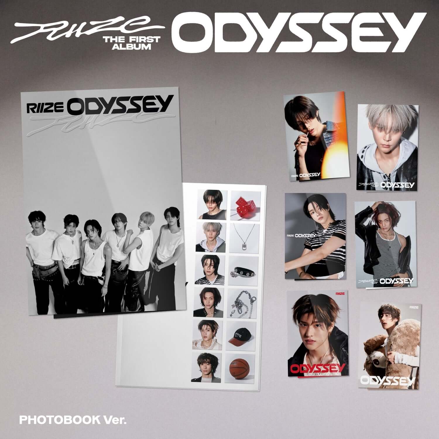 RIIZE - 1st Album [ODYSSEY] (PHOTOBOOK Ver.) (Set of 7) - Album Kpop, ensemble photo couverture et posters.