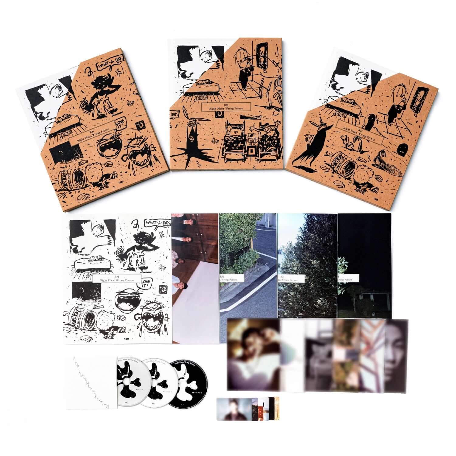 RM - 2nd Album [Right Place, Wrong Person] (Standard)(Set) - Album Kpop : set de pochettes illustrées RM sur fond blanc.