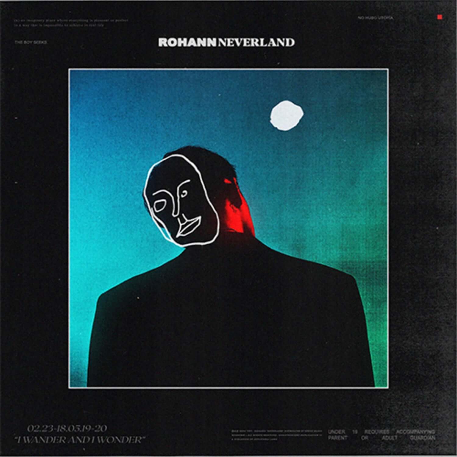 ROHANN - [NEVERLAND] - Album Kpop : visuel cover sombre avec portrait, étoiles et couleurs bleu/vert, pochette du groupe.