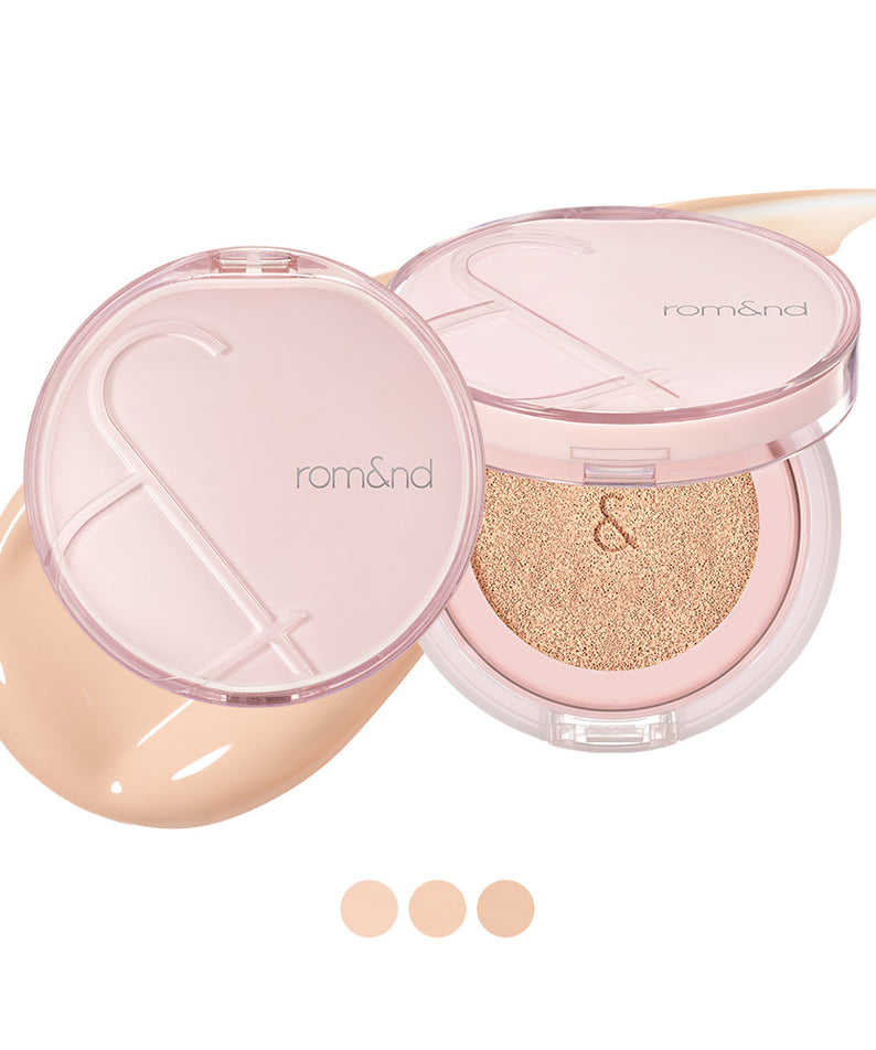 Coussin maquillage ROMAND Bloom in Coverfit Cushion avec texture légère et teinte naturelle.