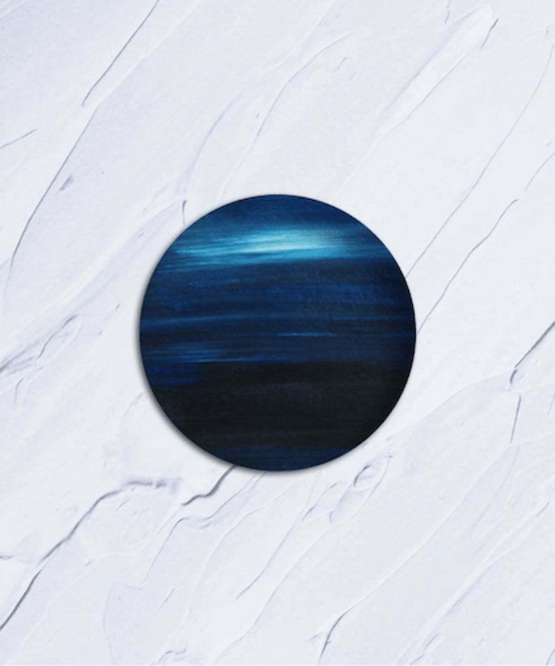 RONY - [ONE] (EP) - Album Kpop : visuel disque rond bleu sur fond blanc texturé, ambiance pop coréenne, marque RONY