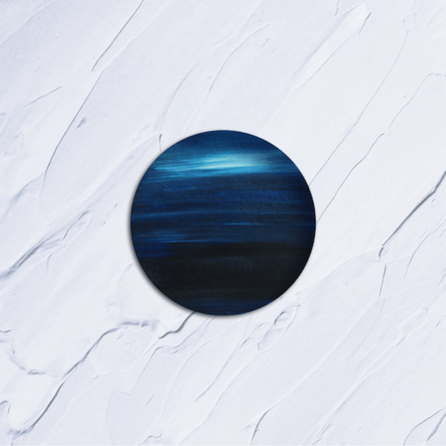 RONY - [ONE] (EP) - Album Kpop : visuel disque rond bleu sur fond blanc texturé, ambiance pop coréenne, marque RONY