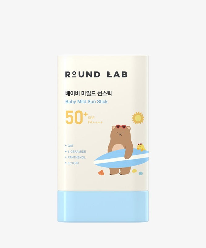 ROUND LAB  Baby Mild Sun Stick SPF 50+ PA++++ 21g, stick solaire pour bébé de la marque ROUND LAB, packaging fond blanc.