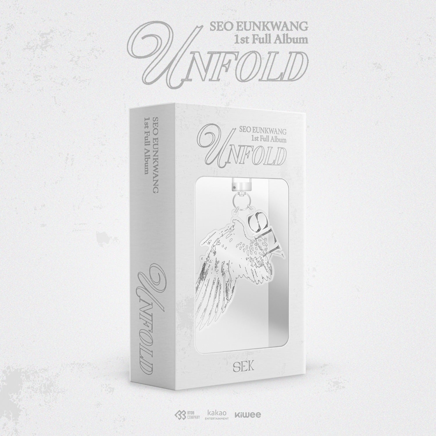 SEO EUNKWANG (BTOB) - 1st FULL ALBUM [UNFOLD] (KIWEE) (Keyring Ver.) - album Kpop, packaging blanc UNFOLD avec pendentif.