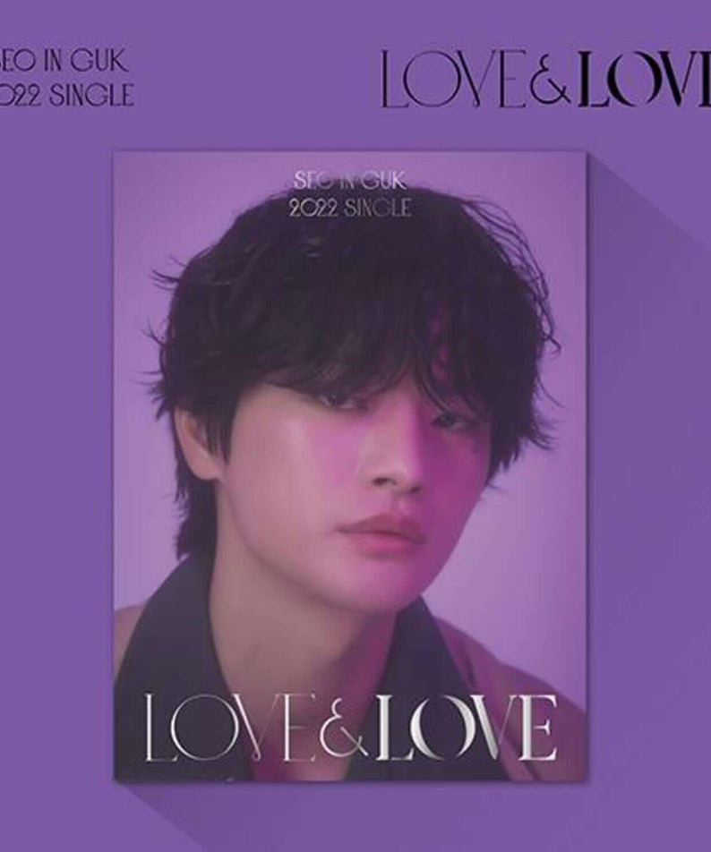 SEO IN-GUK - [LOVE & LOVE] - Album Kpop : visuel violet avec portrait, typographie Love&Love, Single 2022