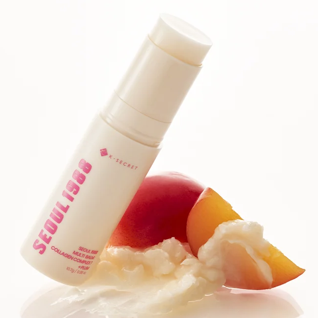 SEOUL 1988  Multi Balm Collagen Complex 7+ Plum 10.7g de la marque sur fond clair, tube crème et texture plum