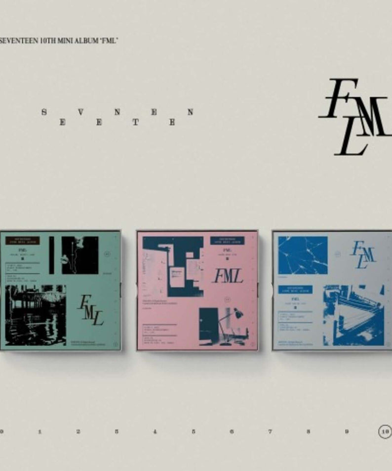 SEVENTEEN - 10th Mini Album [FML] (Random 1 of 3) - Album Kpop : jaquette beige avec 3 versions, design FM/L, affichée