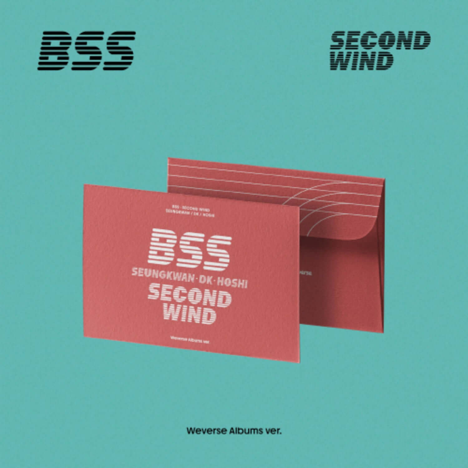 SEVENTEEN - 1st Single Album [SECOND WIND] (Weverse Albums ver.) - Album Kpop, packaging rose sur fond turquoise