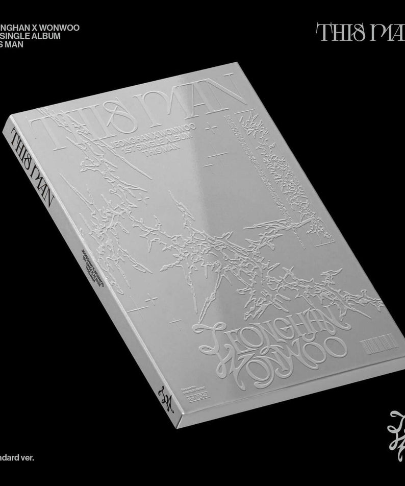SEVENTEEN - 1st Single Album [THIS MAN] - Album Kpop, pack noir et couverture blanche embossée, concept musical.