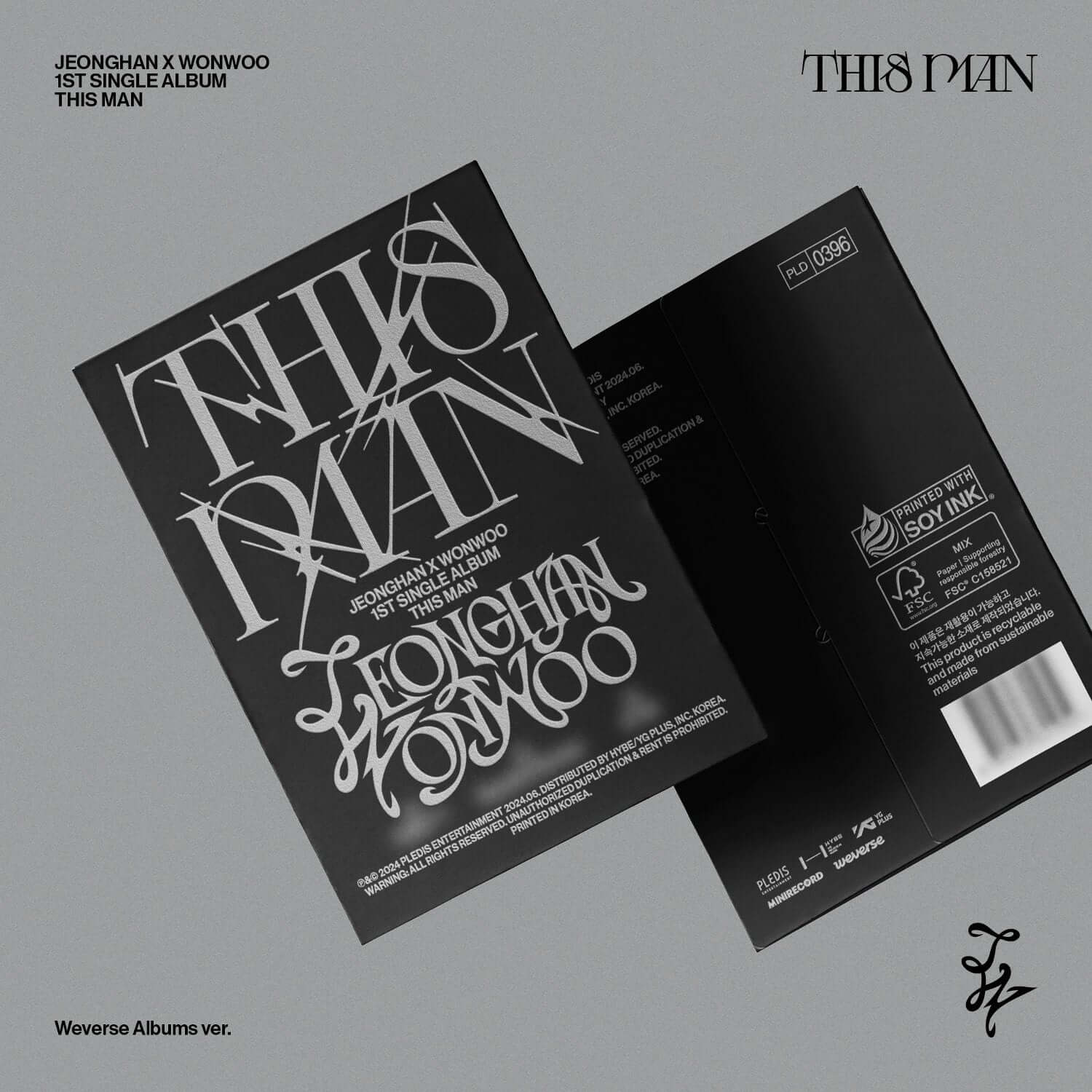 SEVENTEEN - 1st Single Album [THIS MAN] (Weverse Albums ver.) - Album Kpop : pochette Jeonghan & Wonwoo sur fond blanc.