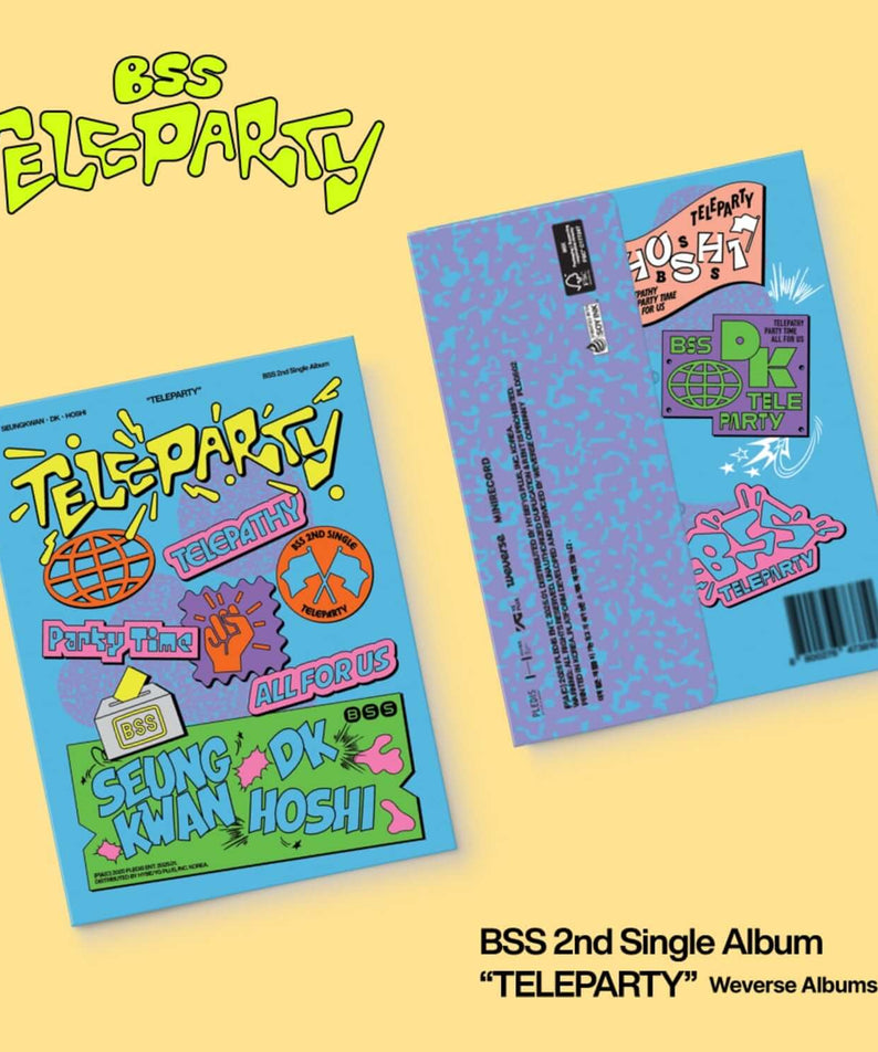 SEVENTEEN - 2nd Single Album [TELEPARTY] (Weverse Albums ver.) - album Kpop, visuel packaging sur fond jaune.