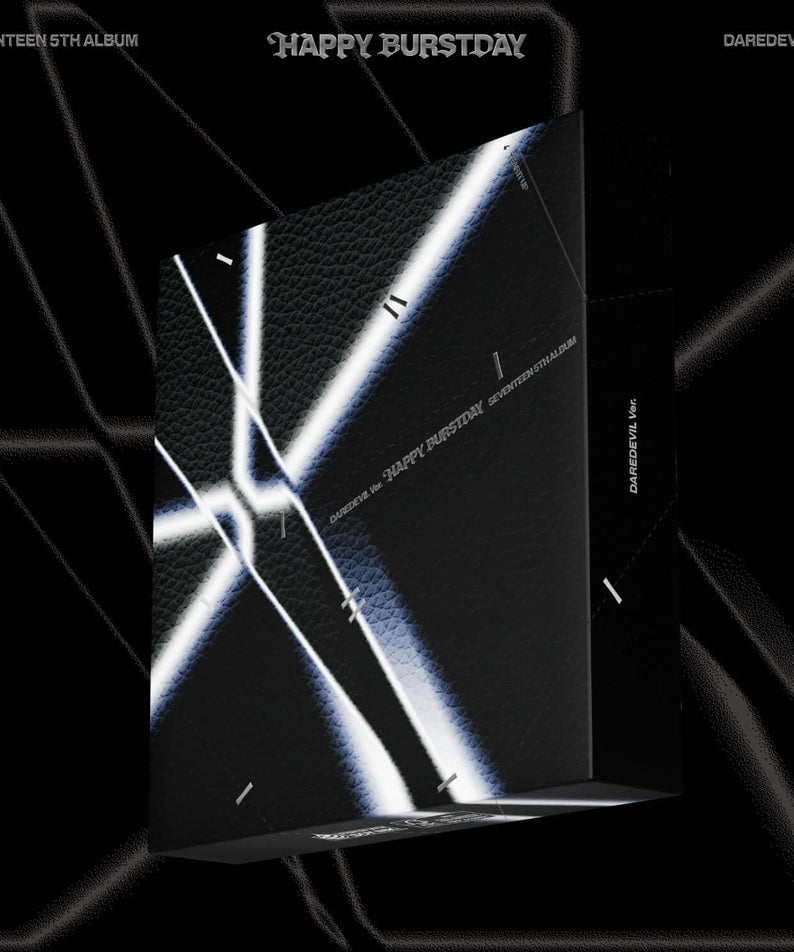 SEVENTEEN - 5th Album [HAPPY BURSTDAY] (DAREDEVIL Ver.) (Random) - Album Kpop, pochette noire avec éclairs bleus.