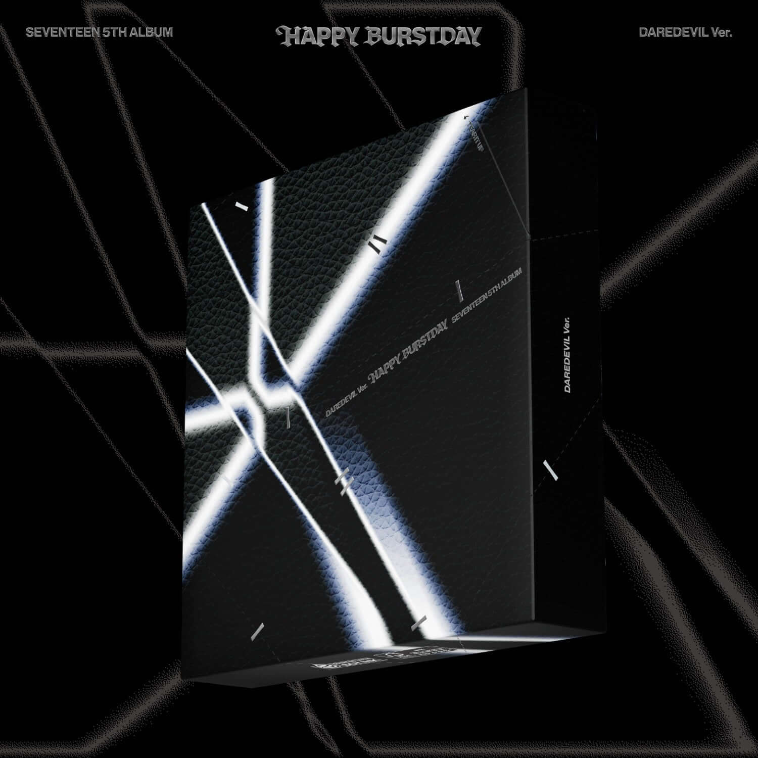 SEVENTEEN - 5th Album [HAPPY BURSTDAY] (DAREDEVIL Ver.) (Random) - Album Kpop, pochette noire avec éclairs bleus.