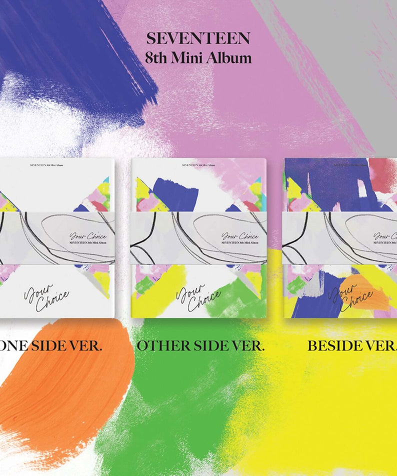 SEVENTEEN - 8th Mini Album [Your Choice] Random - Album Kpop : coffrets random “One/Other/Beside” avec couverture pastel.