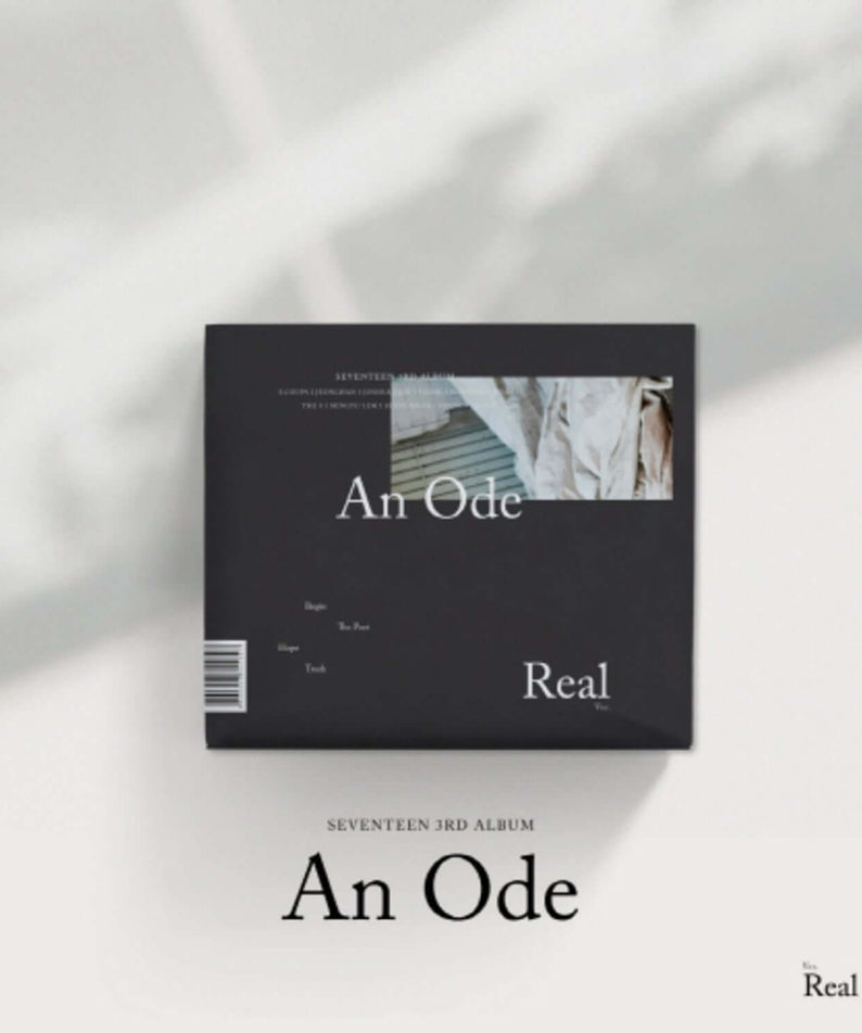 SEVENTEEN - [An Ode] 3rd Album (Real Ver.) - Album Kpop, pochette noire sur fond clair, visuel “Real” en français