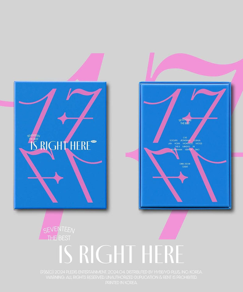 SEVENTEEN - SEVENTEEN BEST ALBUM [17 IS RIGHT HERE] (DEAR Ver.) (Random) - album Kpop SEVENTEEN en boîtier bleu rose