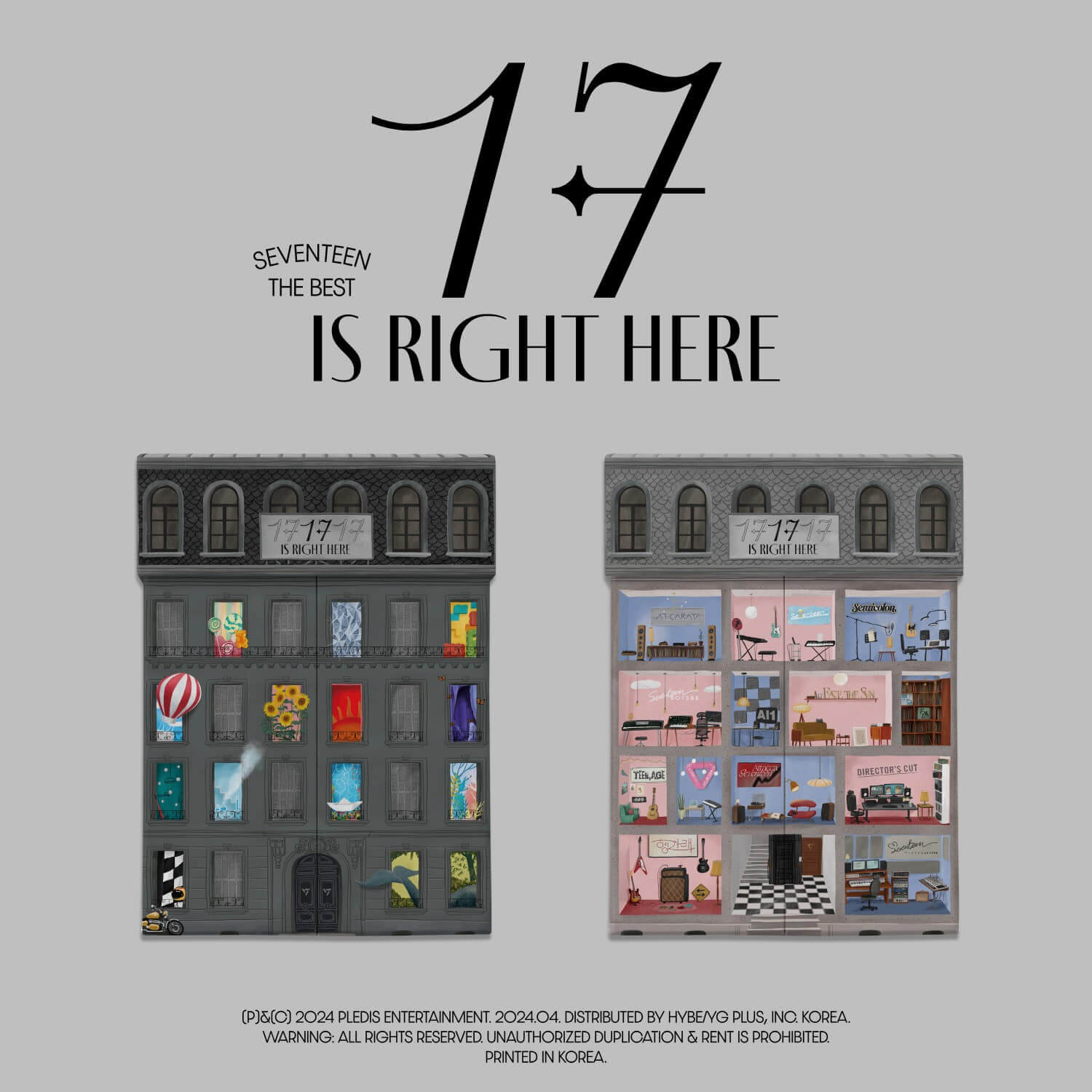 SEVENTEEN - SEVENTEEN BEST ALBUM [17 IS RIGHT HERE] (Set) - Album Kpop, coffret SEVENTEEN, visuel façade avec “17 is right here”