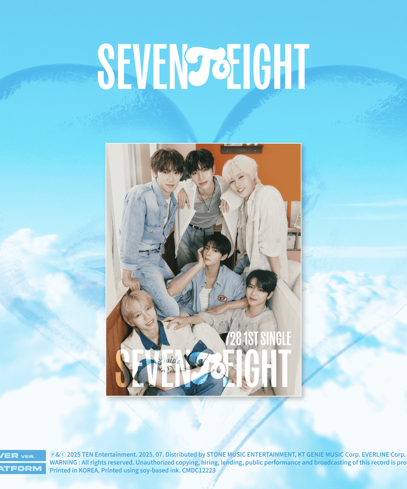 SEVENTOEIGHT - 1st single [SEVENTOEIGHT] (EVER ver.) - Album Kpop, visuel pochette SEVENTOEIGHT sur ciel bleu