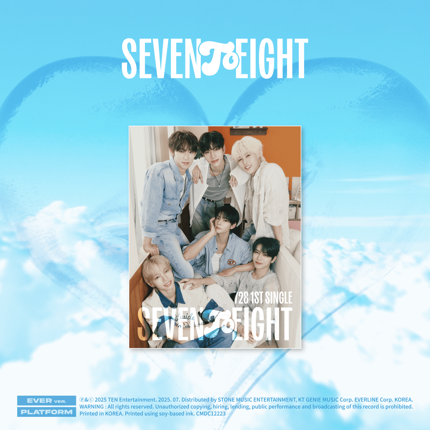 SEVENTOEIGHT - 1st single [SEVENTOEIGHT] (EVER ver.) - Album Kpop, visuel pochette SEVENTOEIGHT sur ciel bleu