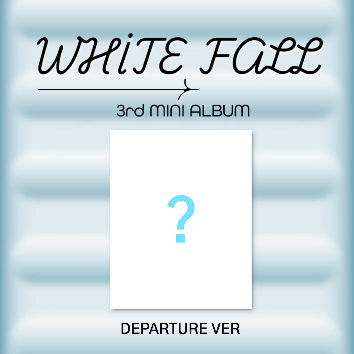 SEVENUS - White fall(3rd mini album) (DEPARTURE VER) - Album Kpop : pochette “White Fall” sur fond bleu rayé.