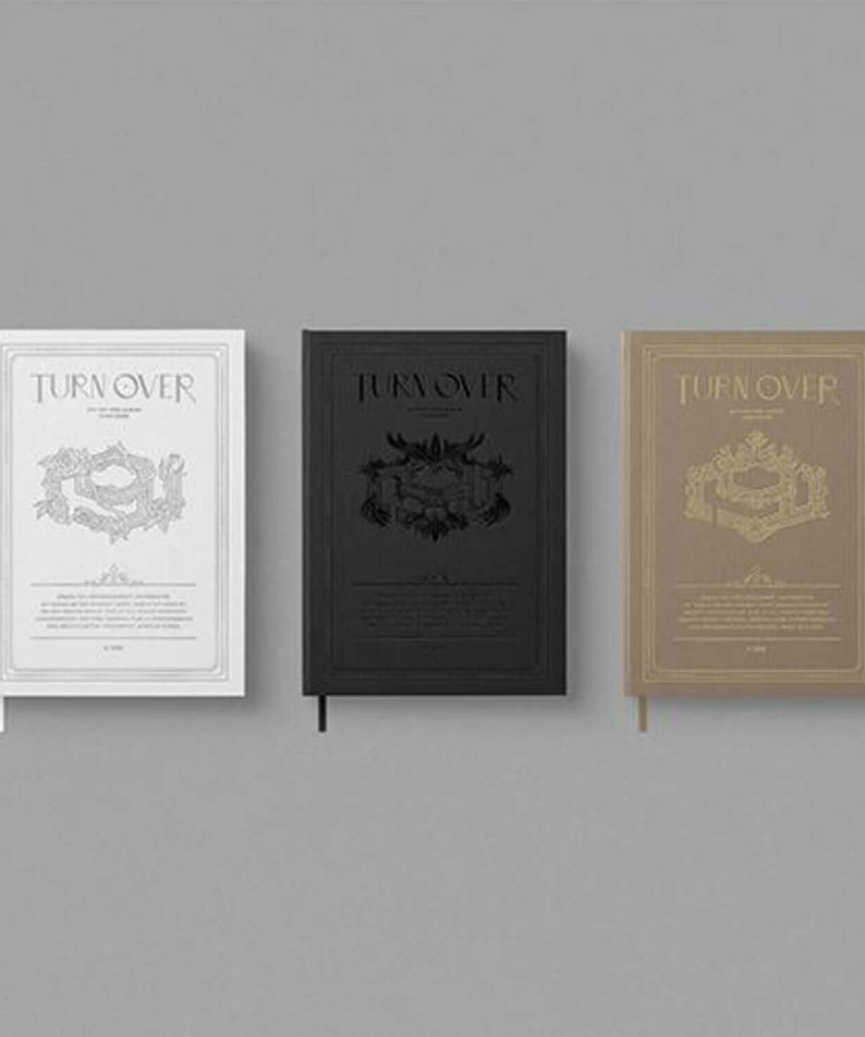 SF9 - 9th Album [TURN OVER] (S ver. + F ver. + 9 ver.) Standard - Album Kpop, jaquettes trois couleurs sur fond gris