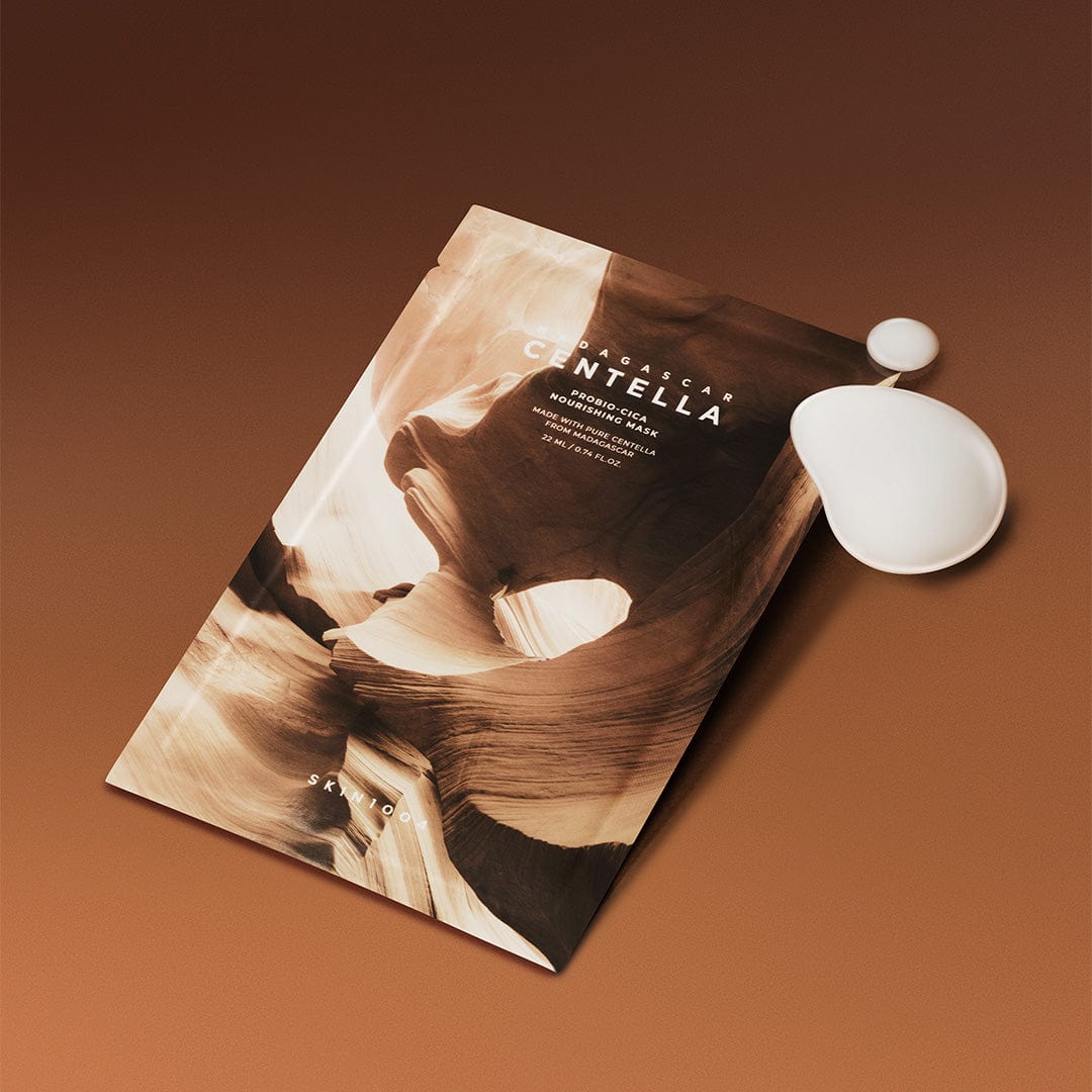 SKIN1004 Madagascar Centella Probio-cica Nourishing Mask 22ml [5 sheets] de SKIN1004, masque en feuille sur fond brun