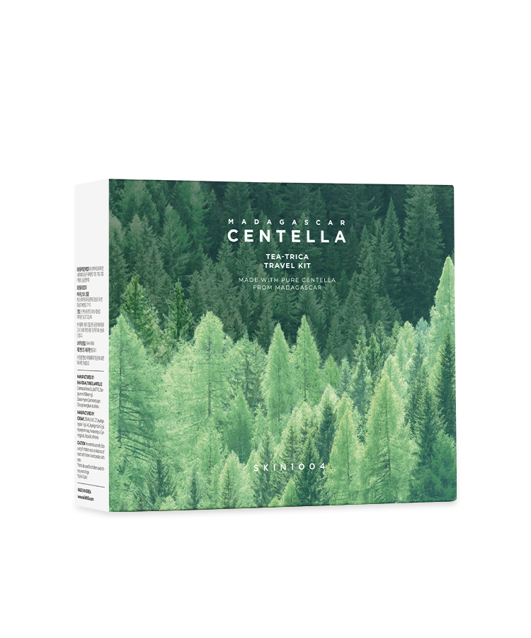 SKIN1004 Madagascar Centella Teatrica Travel Kit de la marque SKIN1004, boîte au décor forestier vert