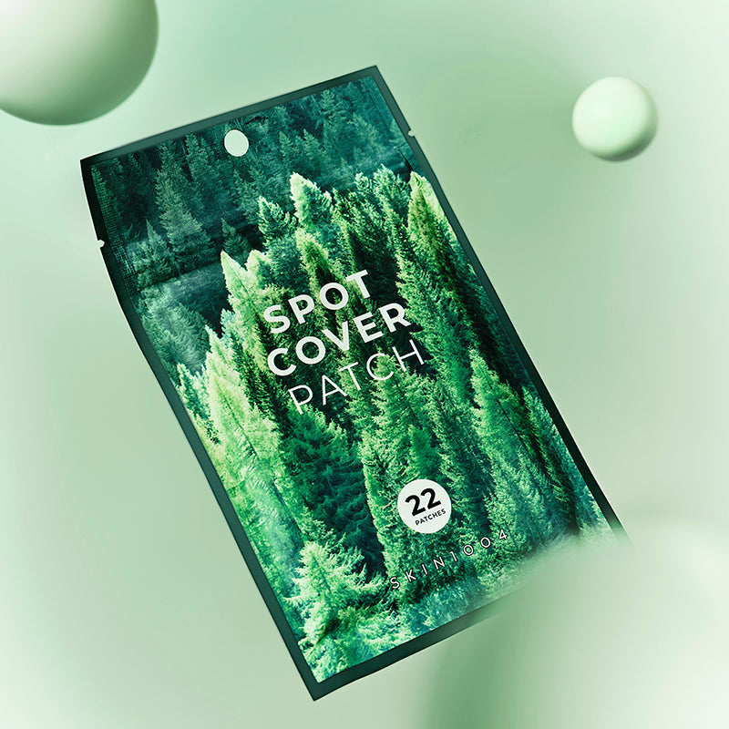 SKIN1004 Spot Cover Patch 22patch, boîte aux motifs forêt verte sur fond vert clair, marque SKIN1004
