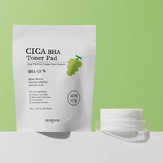 SKINFOOD CICA BHA Toner Pad disponible sur Ma petite Coree, ton Eshop 100% K-beauty en direct de Seoul