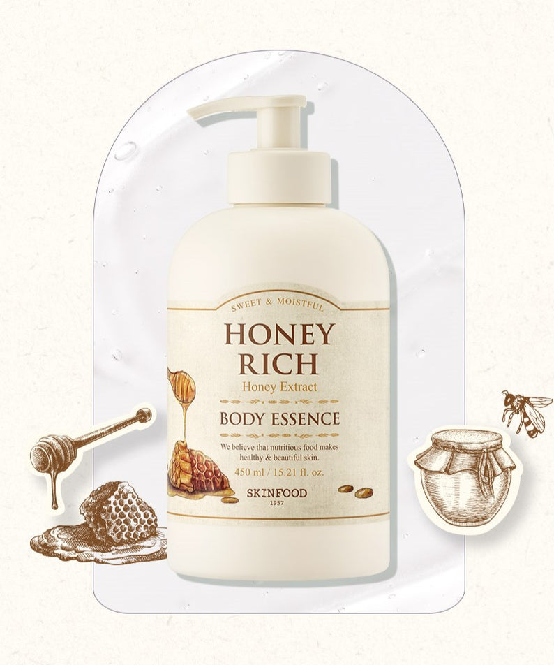 SKINFOOD Honey Rich Body Essence 450ml disponible sur Ma petite Coree, ton Eshop 100% K-beauty en direct de Seoul