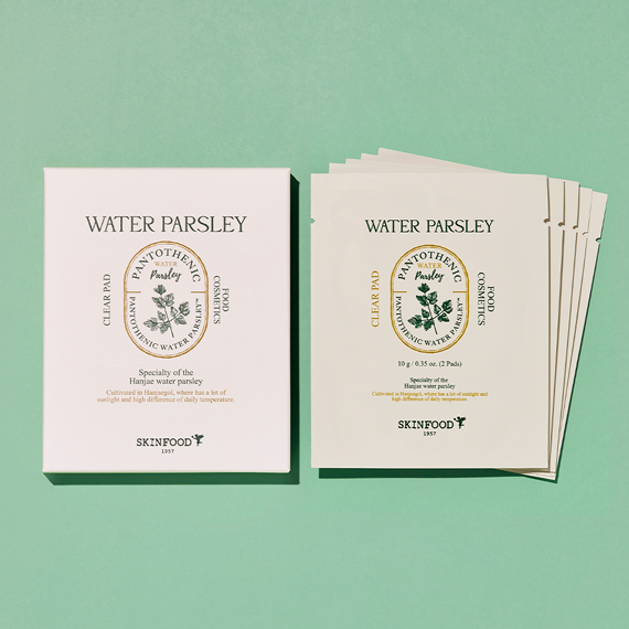 SKINFOOD Pantothenic Water Parsley Clear Pad disponible sur Ma petite Coree, ton Eshop 100% K-beauty en direct de Seoul