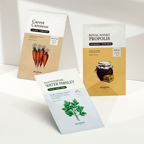 SKINFOOD Calming, Nourishing, Clear Mask disponible sur Ma petite Coree, ton Eshop 100% K-beauty en direct de Seoul