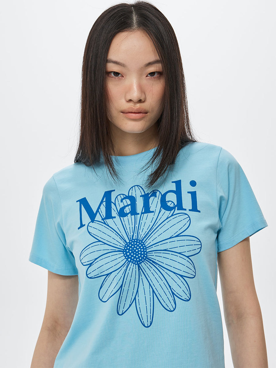SLIM TSHIRT FLOWERMARDI_SKY BLUE