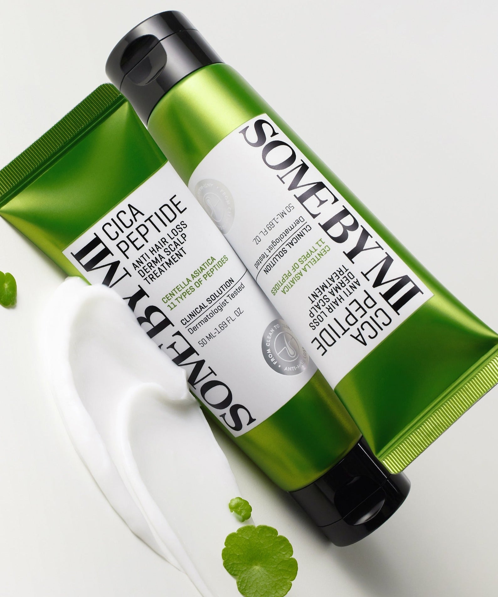 SOME BY MI Cica Peptide Anti Hair Loss Derma Scalp Treatment 50ml - soin du cuir chevelu anti-chute en tube vert, vue d'ensemble