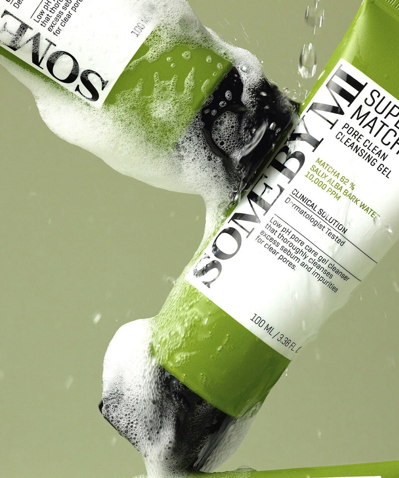 Gel nettoyant SOME BY MI Super Matcha Pore Clean Cleansing Gel 100ml, mousse nettoyante efficace pour les pores en profondeur.
