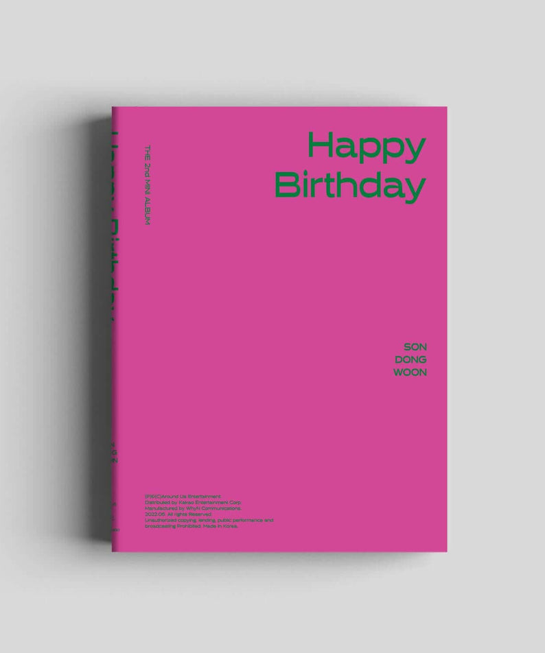 SON DONGWOON - THE 2nd MINI ALBUM [Happy Birthday] (CLOUD Ver.) - Album Kpop, pochette rose “Happy Birthday”.